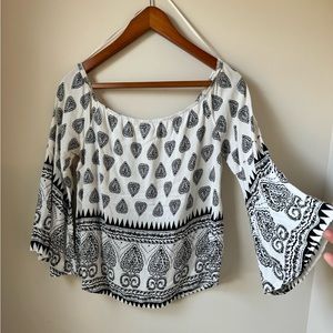 Miracle cotton bohemian off shoulder top with bell sleeved